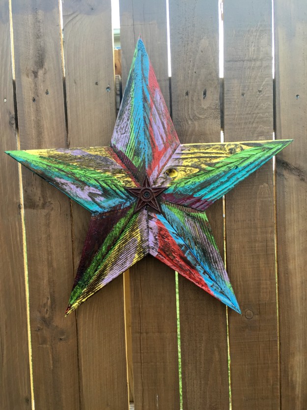 A colorful Texas star is a nice addition to the backyard.